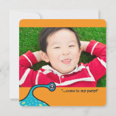 漫画のモンスターエイリアンキッズフォトバースデーパーティー 招待状 (裏面)