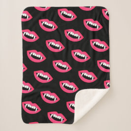 漫画のモンスターヴァンパイアの唇の鋭い歯の牙 シェルパブランケット