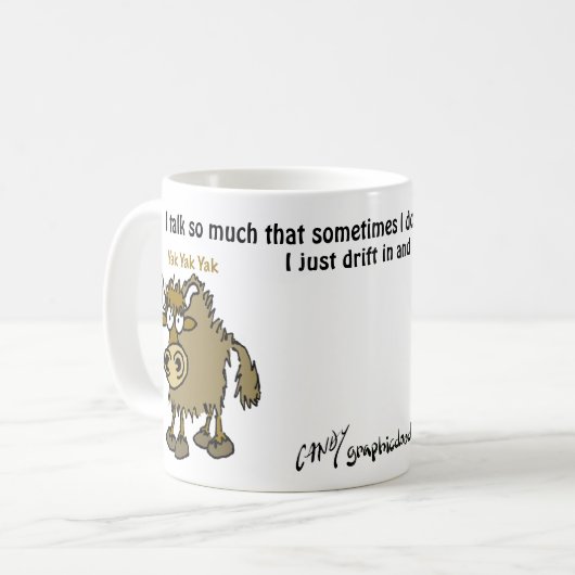 漫画のヤク。 たいそう話すこと。 コーヒーマグカップ (正面左)