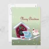 漫画のヤドリギ愛鳥私達の初めてのクリスマス シーズンポストカード (正面/裏面)