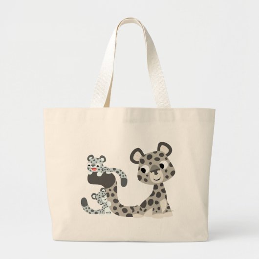 漫画のユキヒョウおよびカブスのバッグ ラージトートバッグ (正面)