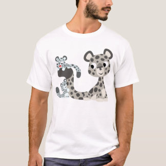 漫画のユキヒョウおよびカブスの子供のTシャツ Tシャツ