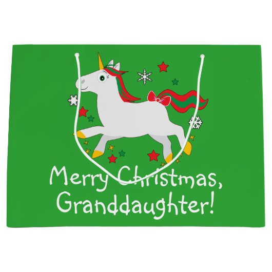 漫画のユニコーンの孫娘のメリークリスマス ラージペーパーバッグ (正面)