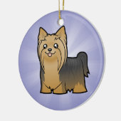 漫画のヨークシャテリア(あなたのメッセージを加えて下さい) セラミックオーナメント (左)