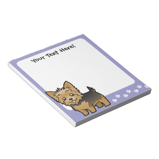 漫画のヨークシャー・テリア(短い髪の弓なし) ノートパッド (アングル)