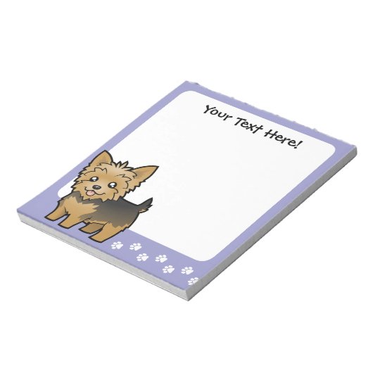 漫画のヨークシャー・テリア(短い髪の弓なし) ノートパッド (回転)