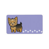 漫画のヨークシャー・テリア(短い髪の弓なし) ラベル (正面)