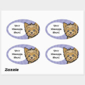 漫画のヨークシャー・テリア（短い髪の弓なし） 楕円形シール (シート)