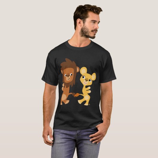 漫画のライオンおよび雌ジシの踊りのTシャツ Tシャツ (正面フル)