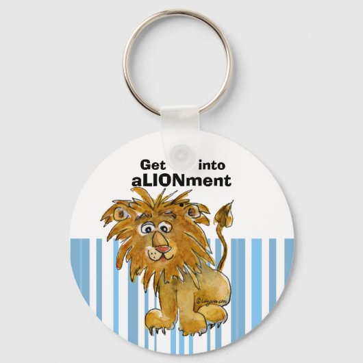 漫画のライオンがALIONmentキーチェーンに入る キーホルダー (正面)