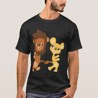 漫画のライオンとライオンのダンスTシャツ Tシャツ