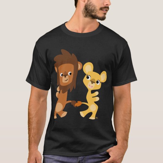 漫画のライオンとライオンのダンスTシャツ Tシャツ (正面)