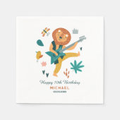 漫画のライオン&ギター スタンダードカクテルナプキン (正面)