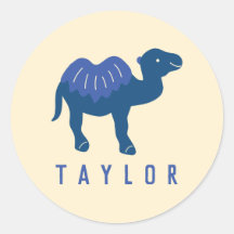 漫画のラクダ 青い バクトリアン 2つのコブ 個人名入り