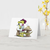 漫画のラプターの詩人の考えイラストレーション。 カード (黄色い花)