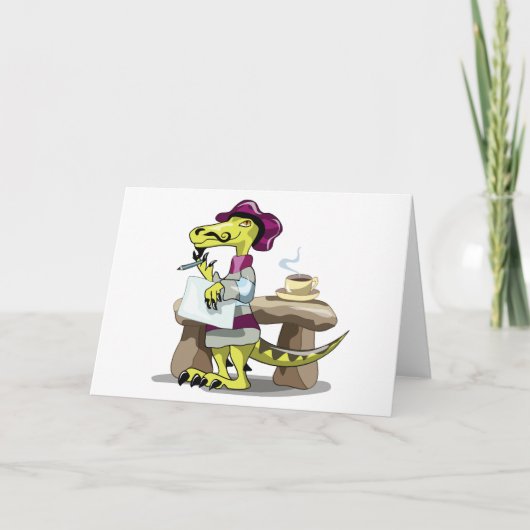 漫画のラプターの詩人の考えイラストレーション。 カード (正面)