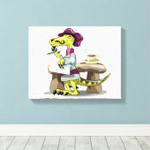 漫画のラプターの詩人の考えイラストレーション。 キャンバスプリント (インサイチュ (ウッドフロア))