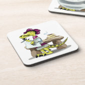 漫画のラプターの詩人の考えイラストレーション。 コースター (左側)