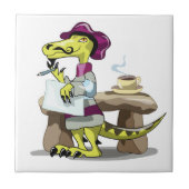 漫画のラプターの詩人の考えイラストレーション。 タイル (正面)