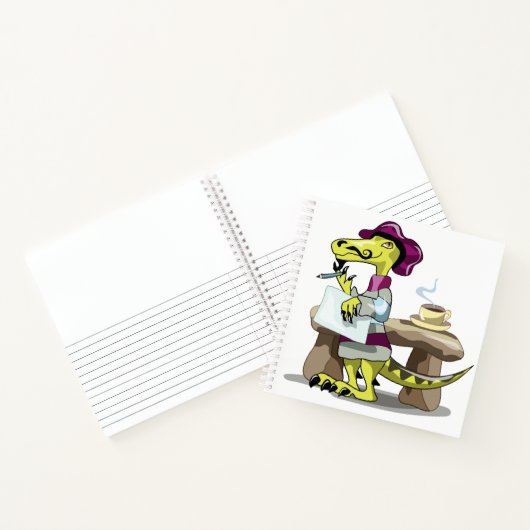 漫画のラプターの詩人の考えイラストレーション。 ノートブック (内部)