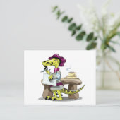 漫画のラプターの詩人の考えイラストレーション。 ポストカード (スタンド正面)