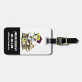 漫画のラプターの詩人の考えイラストレーション。 ラゲッジタグ (正面横)