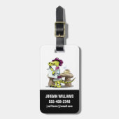 漫画のラプターの詩人の考えイラストレーション。 ラゲッジタグ (正面縦)