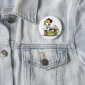 漫画のラプターの詩人の考えイラストレーション。 缶バッジ (インサイチュ)