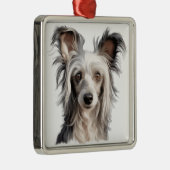 漫画のルックパウダーパフの中国の紋付き犬 メタルオーナメント (右)