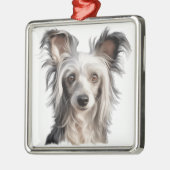 漫画のルックパウダーパフの中国の紋付き犬 メタルオーナメント (左)