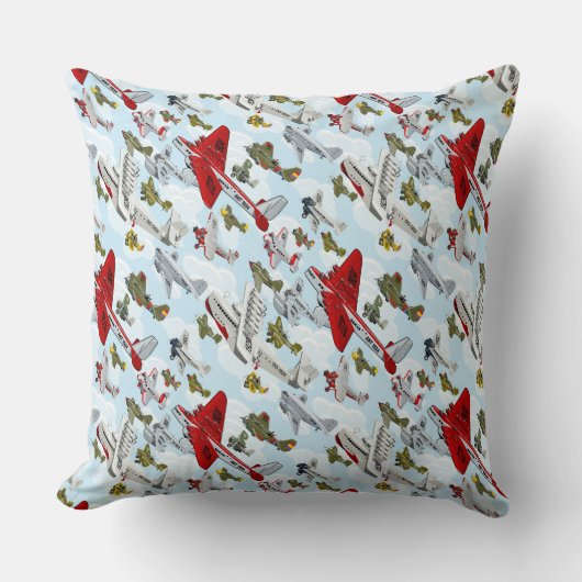 漫画のレトロな飛行機の模様の織物のダベットカバー クッション (正面)