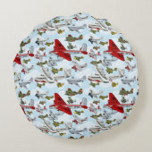 漫画のレトロな飛行機の模様の織物のダベットカバー ラウンドクッション (裏面)