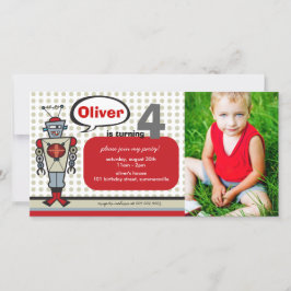 漫画のレトロロボットかわいい子供たち男の子バースデーパーティー