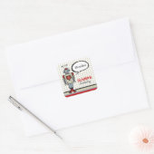 漫画のレトロロボットかわいい子供たち男の子バースデーパーティー スクエアシール (封筒)