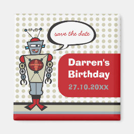 漫画のレトロロボットかわいい子供たち男の子バースデーパーティー マグネット