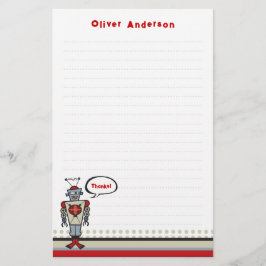 漫画のレトロロボットかわいい子供たち男の子バースデーパーティー 便箋