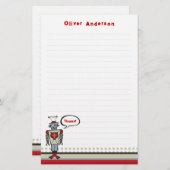 漫画のレトロロボットかわいい子供たち男の子バースデーパーティー 便箋 (正面/裏面)