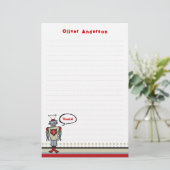 漫画のレトロロボットかわいい子供たち男の子バースデーパーティー 便箋 (スタンド正面)