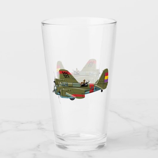 漫画のレトロ爆撃機 タンブラーグラス (正面)