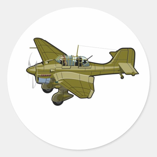 漫画のレトロ爆撃機 ラウンドシール (正面)
