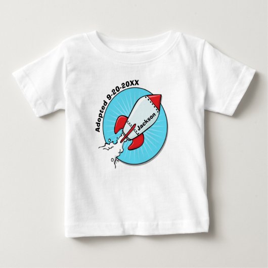 漫画のロケットの船の採用のおもしろいのデザイン ベビーTシャツ (正面)