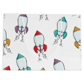 漫画のロケットの船パターン ラージペーパーバッグ (裏面)