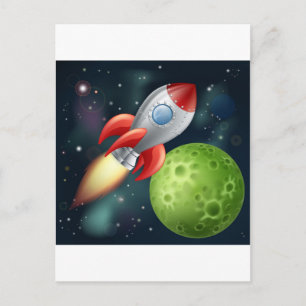 漫画のロケット宇宙 ポストカード