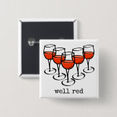 漫画のワイングラスよく赤いワイナリーユーモア 缶バッジ (正面&裏面)
