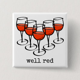 漫画のワイングラスよく赤いワイナリーユーモア 缶バッジ