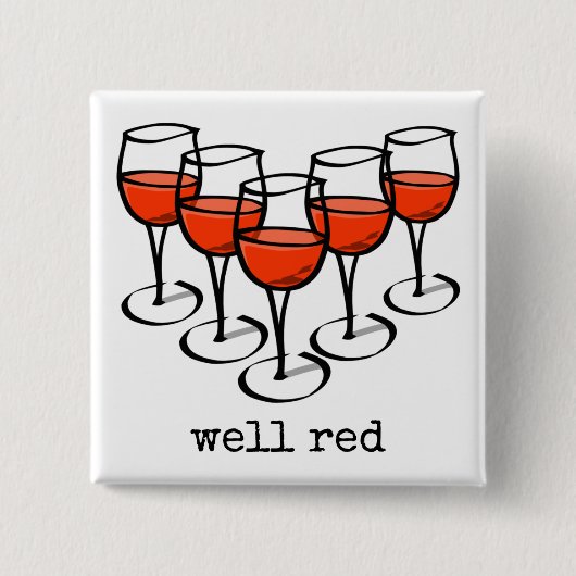 漫画のワイングラスよく赤いワイナリーユーモア 缶バッジ (正面)