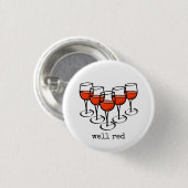 漫画のワイングラスよく赤いワイナリーユーモア 缶バッジ (正面&裏面)