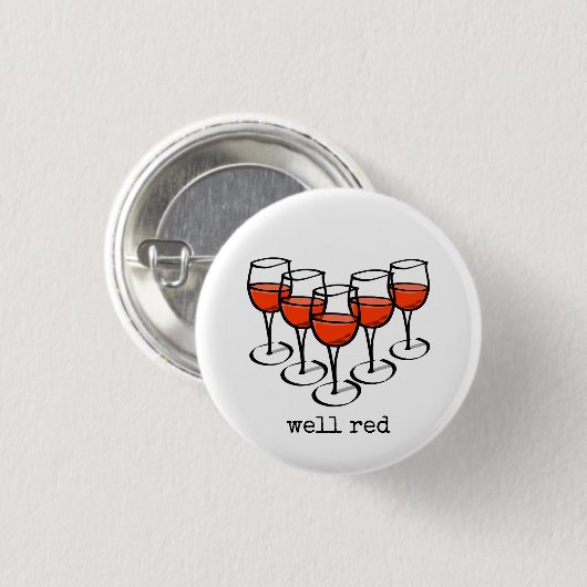 漫画のワイングラスよく赤いワイナリーユーモア 缶バッジ (正面&裏面)