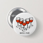 漫画のワイングラスよく赤いワイナリーユーモア 缶バッジ (正面&裏面)