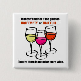 漫画のワイングラス半分の空のワインユーモア 缶バッジ